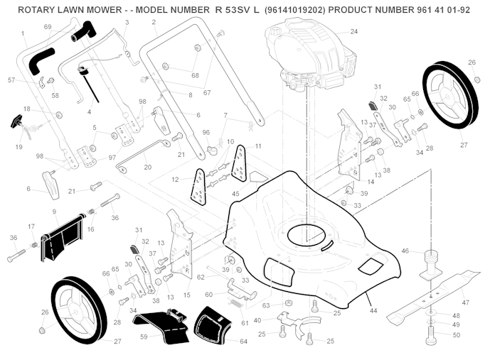 Husqvarna Rasenmäher gelegentliche Nutzung 96141019202 R 53SV L