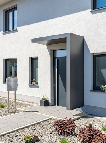 Gutta Rechteckvordach BS Plus 160 Sonderfarbe inkl. Seitenteil (neues Modell)