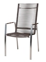 Vorschaubild Diamond Garden Stapelstuhl ATLANTA hoch, Edelstahl / Rope Mocca / Teak-Armlehnen