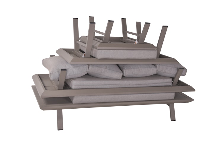 Garden Pleasure Lounge-Set CELIA, Aluminium Hellgrau / Kissen 100 % Polyester Taupe - Auslaufartikel