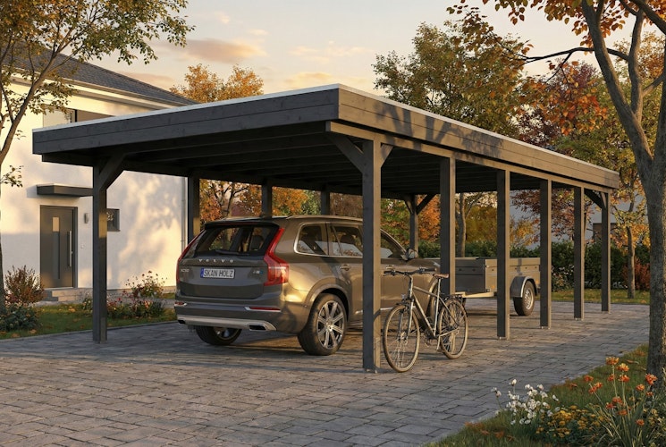 Skan Holz Friesland - Flachdach Carport aus Nadelholz Breite 402 cm