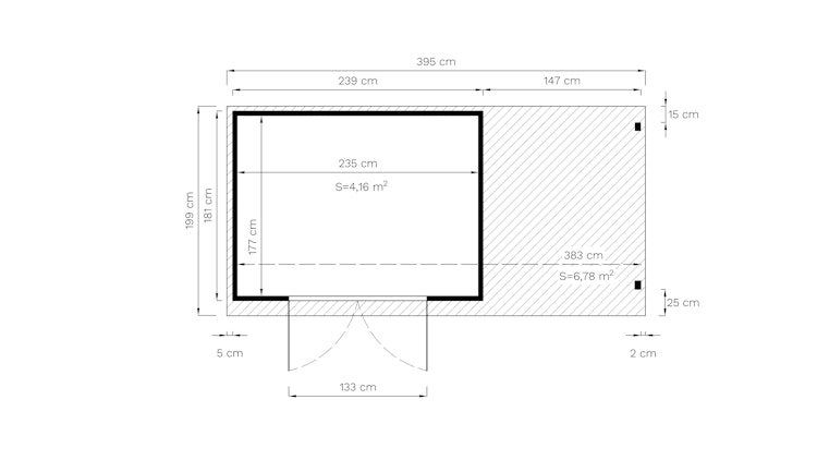 Bertilo Gerätehaus Timmo 4 Plus inkl. Anbaudach - 19 mm