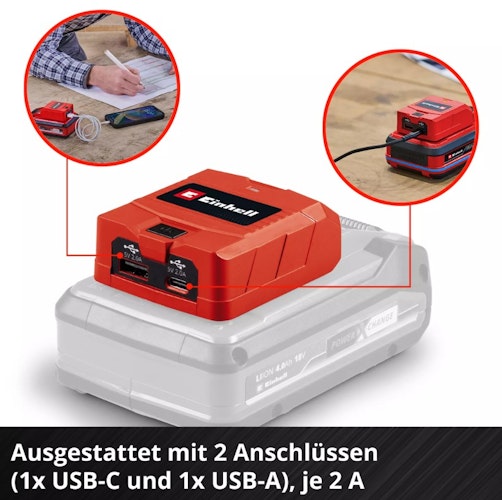 Einhell USB-Akku-Adapter TC-CP 18 Li USB A/C-Solo 4514148