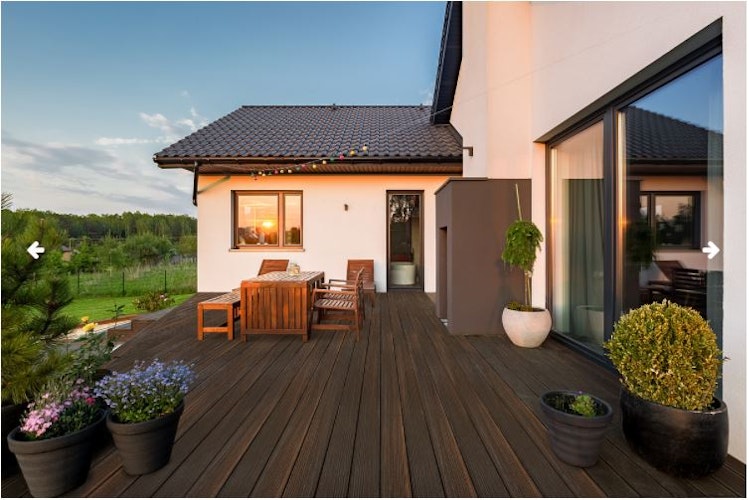 GroJa QUATTRO Massiv Terrassendiele Steingrau + Walnuss beidseitg Feinstruktur 4 Meter