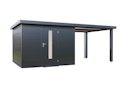 Vorschaubild Wolff Finnhaus Premium Metall Gartenhaus Thorin 6030 Anthrazit inkl. 300 cm Anbaudach (Modell 2026)