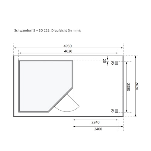 Karibu Woodfeeling Gartenhaus Schwandorf 3/5 inkl. 225 cm Schleppdach//Seiten- und Rückwand