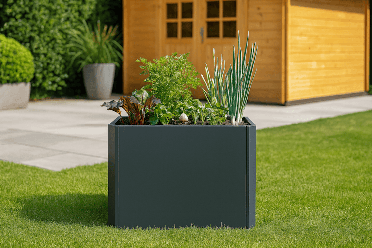 Premium Hochbeet aus Stahl anthrazit 80 x 80 x 75 cm