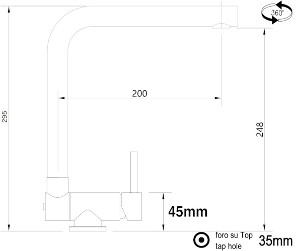 Wasserhahn Vorfenster Küchenarmatur, Umklappbar 4,5 CM, mit 360° schwenkbarem L-Auslauf, Verchromt