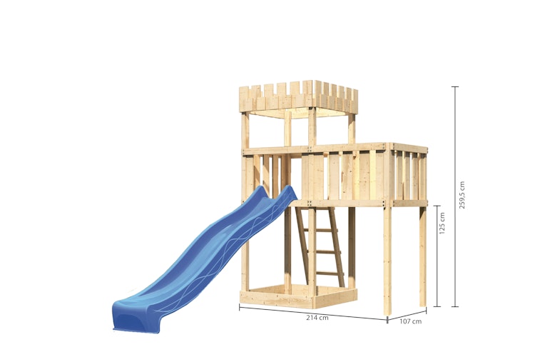 Akubi Kinderspielturm Ritterburg Löwenherz inkl. Wellenrutsche und Anbauplattform