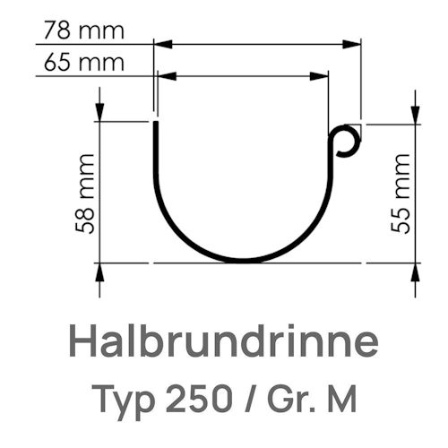 Dachrinne Typ 250, 100 cm anthrazit