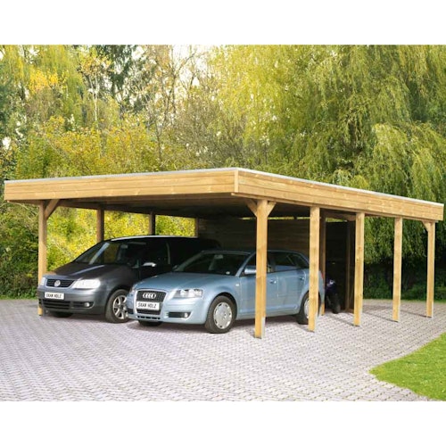 Skan Holz Carport Friesland 557x708 cm inkl. Abstellraum Sparset 4