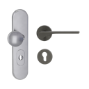 Vorschaubild Griffwerk TITANO Kombi SB_882 ES1 (S2) -Edelstahl matt Kombi-Schutzbeschlag -Knopf/Drücker -mit Griff DESM LEAF LIGHT -KGR -rund -R -ZA, 72mm -TS 38-50