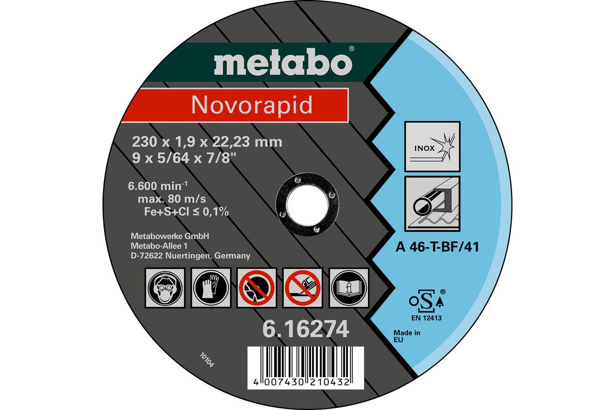 Metabo Novorapid 230 x 1,9 x 22,23 mmInoxTrennscheibegerade Ausführung