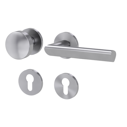Griffwerk Wechselgarnitur VAYA 137 TRI fast2fix Fast2Fix GK3 Rosetten rund Knopf R2 Edelstahl matt R