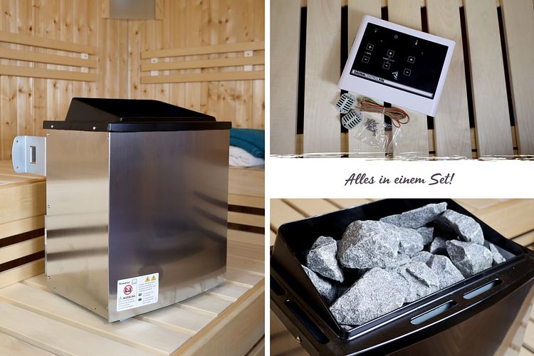 Karibu 9 kW Saunaofen finnisch anthrazit inkl. Steuergerät EASY schwarz - Sparset
