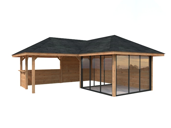 Palmako Pavillon Bianca 24,9 m² Set 510 Slide Plus mit Isolierglas-Schiebetüren