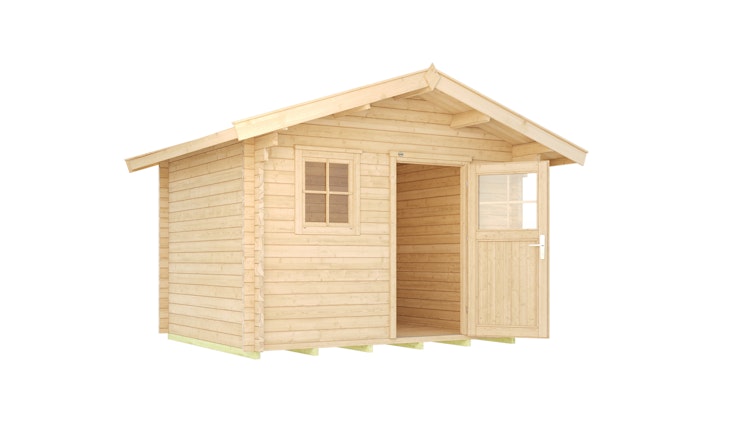 Weka 45 mm Gartenhaus 131 mit Vordach (60 cm)