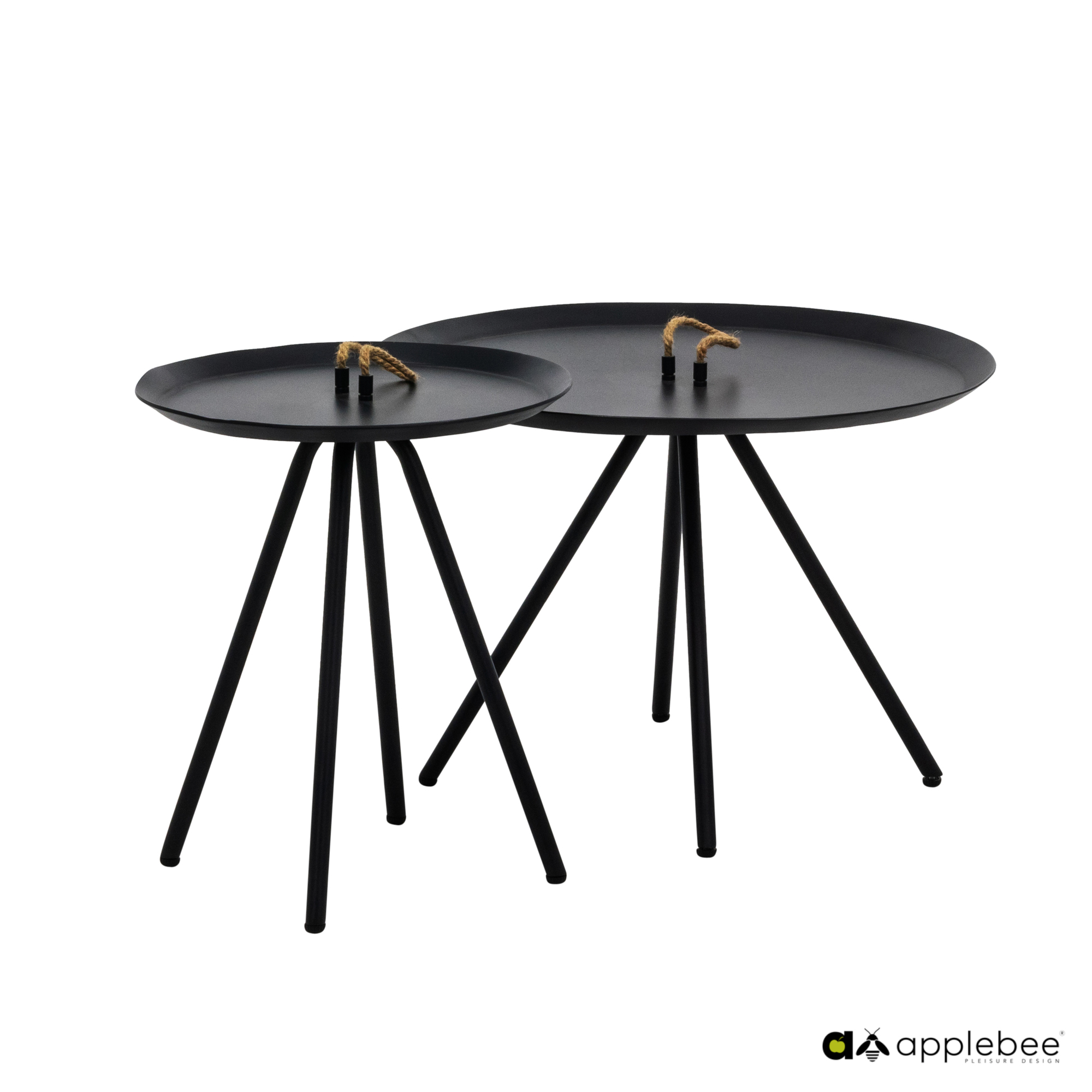 Apple Bee 2er Set Kaffeetische ELLE ALU, Aluminium Schwarz - Abverkauf