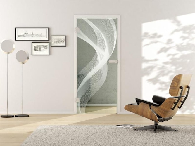 Griffwerk Glasdrehtür (ESG) 3D 636 ESG PURE WHITE klar 834x1972x8mm Studio/Office DIN R