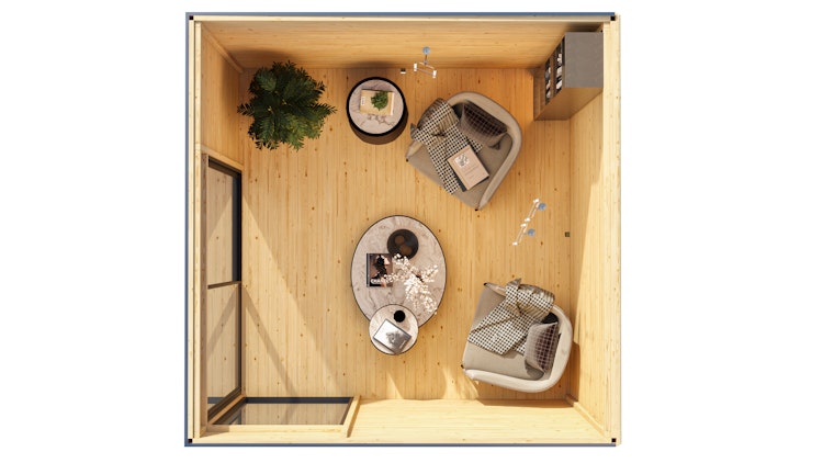 Karibu Design Gartenhaus Dice 1 mit Aluminium Schiebetür - 38 mm (Homeoffice-Gartenhaus)