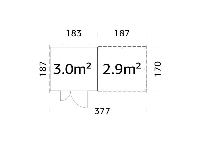 Palmako Gerätehaus Leif 3,0 m² + 2,9 m² Anbau - 16 mm