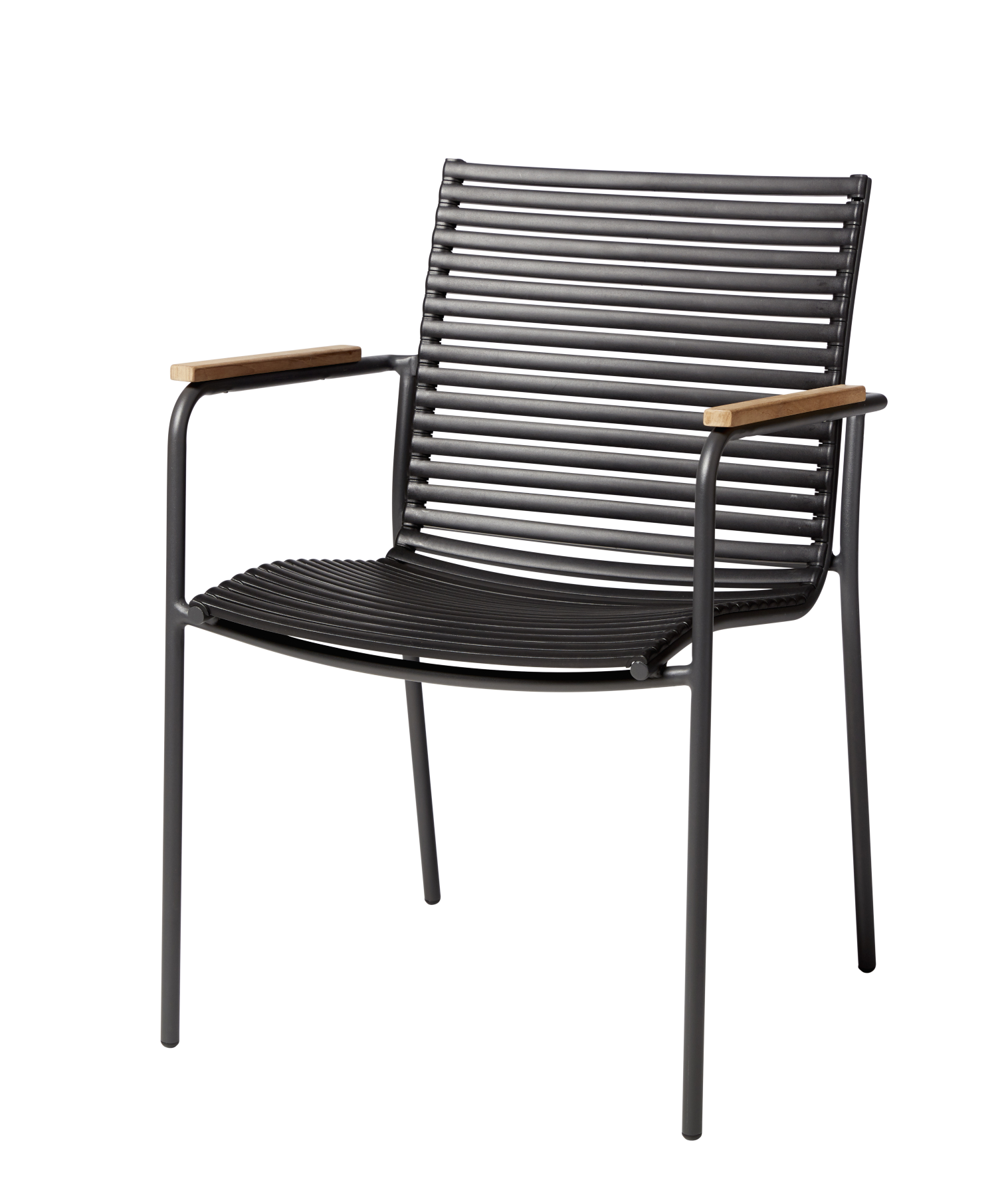 Cinas Stapelsessel MOOD Classic, Aluminium Anthrazit / Kunststoff-Lamellen Schwarz