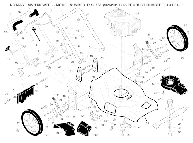 Husqvarna Rasenmäher gelegentliche Nutzung 96141019302 R 53SV