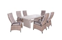 Vorschaubild Garden Pleasure Gartenmöbel Set DIJON / AMELIA, Tisch 200 x 100 + 6 Hochlehner, Aluminium Anthrazit / Polyrattan Champagner / Kissen 100 % Polyester Creme