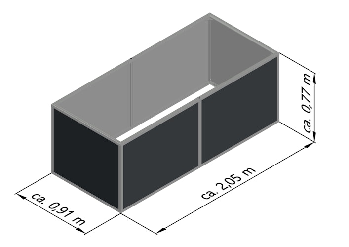 KGT Aluminium Hochbeet 210 - Profile pressblank - B2,05 x T0,91 x H0,77 m - 1185 l 