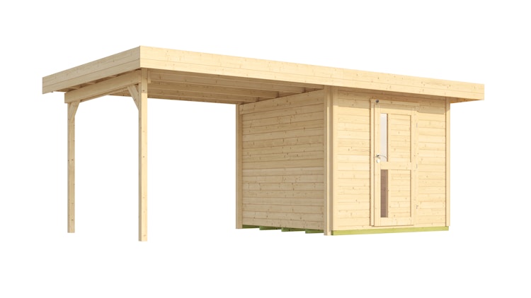 Weka Gartenhaus Designhaus 172 B mit Design-Einzeltüre und Anbau (295 cm)