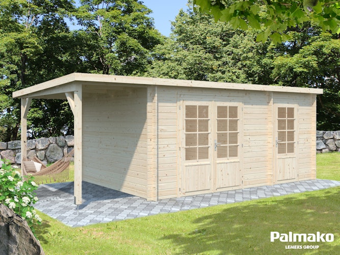 Palmako Gartenhaus Ella 13,1 m² Zweiraumhaus inkl. 3,9 m² Anbau - 28 mm