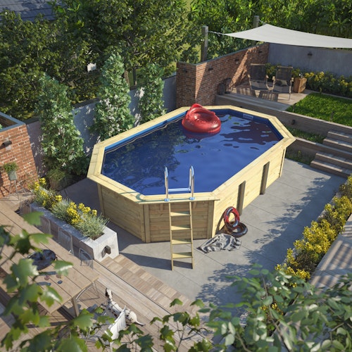 Karibu Pool Modell X4 610 x 400 cm - kesseldruckimprägniert mit Metallecken