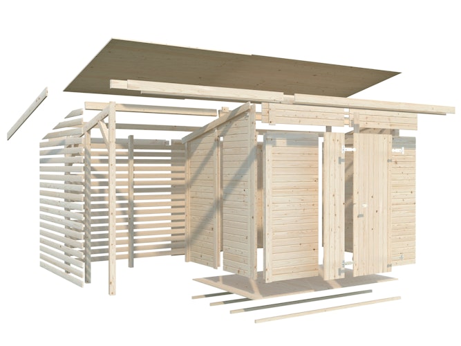 Palmako Gerätehaus Leif 4,5 m² + 2,9 m² Anbau - 16 mm