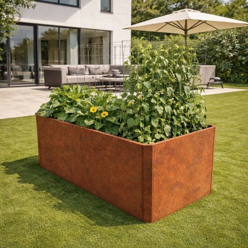 Premium Hochbeet aus Cortenstahl mit Rostpatina 160 x 80 x 75 cm