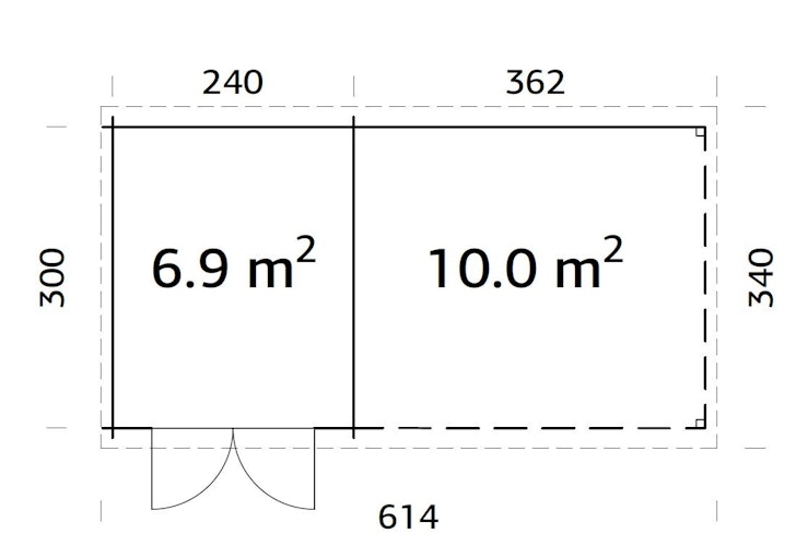 Palmako Gartenhaus Ella 6,9 + 10,0 m² - 28 mm