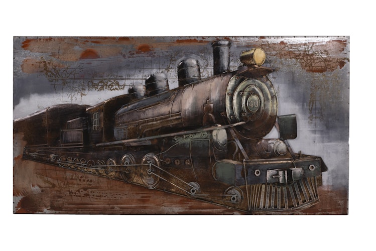 3D Metallbild Dampflok 140 x 70 cm, Stahlblech