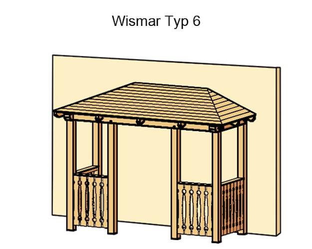Skan Holz Walmdach Vordach Doppeltür Wismar