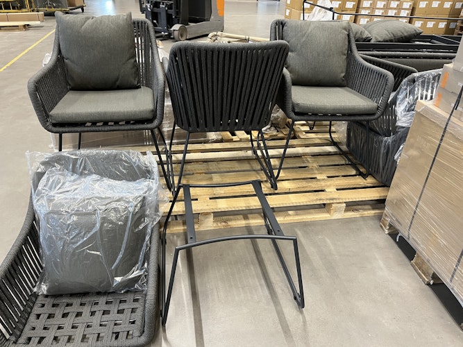 B-Ware Diamond Garden Stuhl KRETA, Edelstahl Dunkelgrau / Rope Dunkelgrau / Kissen Sunproof (100 % Polypropylen) Dunkelgrau