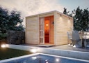 Vorschaubild Karibu Gartensauna Saunahaus Cuben inkl. Vorraum, naturbelassen inkl. gratis Sauna-Zubehörset im Wert von 234,94 €