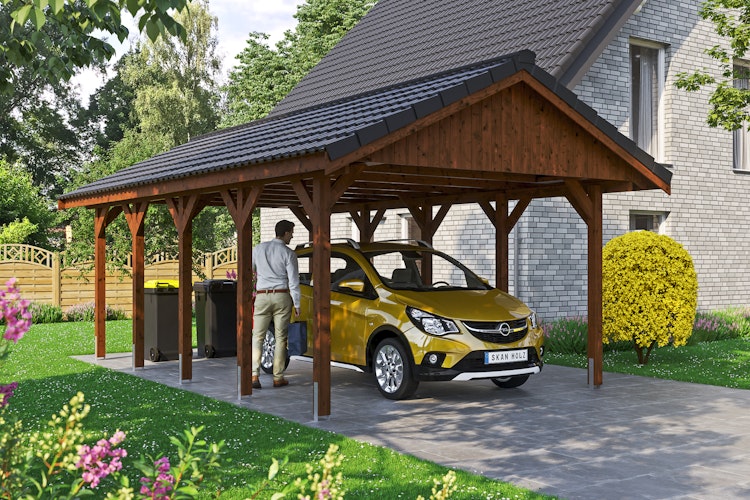 Skan Holz Wallgau - Satteldach Einzelcarport Breite 430 cm
