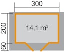 Vorschaubild Weka 28 mm Gartenhaus Premium 28 mit Vordach (20 cm)