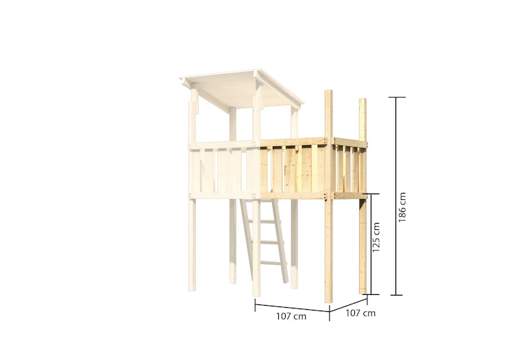 Akubi Kinderspielturm Anna mit Pultdach inkl. Wellenrutsche, Doppelschaukel und Anbauplattform