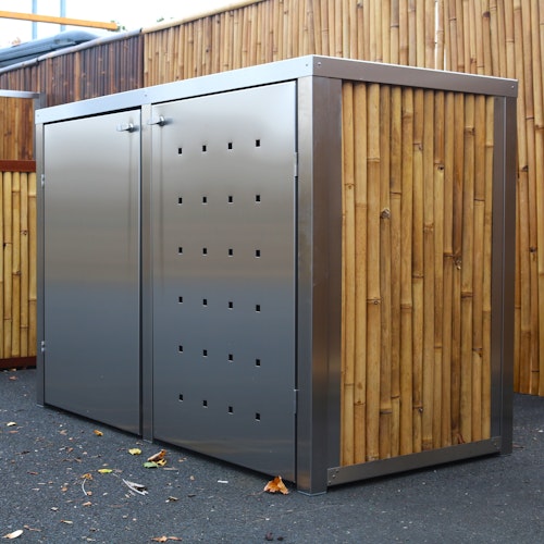 BambusBASIS Mülltonnenbox Edelstahl für 240 l-Tonne  -  1-/2-/3-er Box