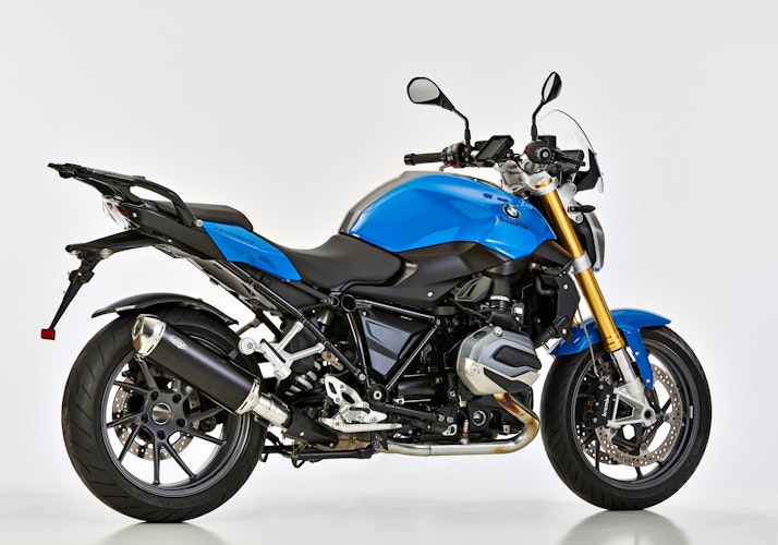 SHARK SLIP-ON Aluminium eloxiert/Endkappe Edelstahl poliert schwarz DSX-5 für BMW R 1250 R,R 1250 RS EURO4 EURO5 