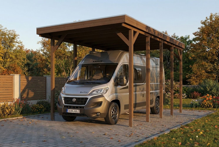 Skan Holz Friesland - Flachdach Caravan-Carport aus Nadelholz Breite 402 cm