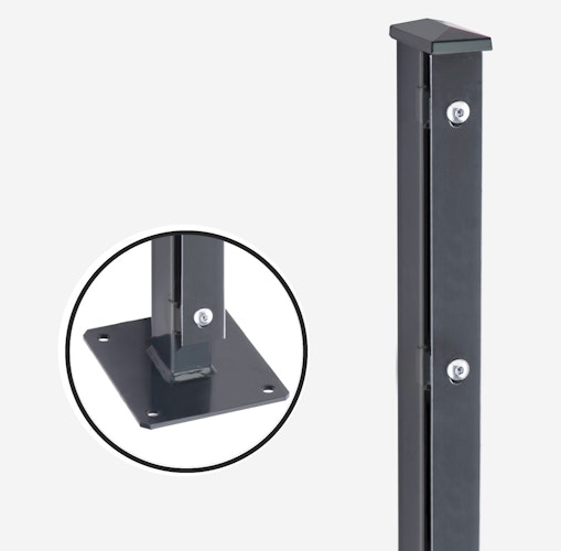 dz Pfosten AF mit Fussplatte inkl. Abdeckleiste und Edelstahlschrauben
