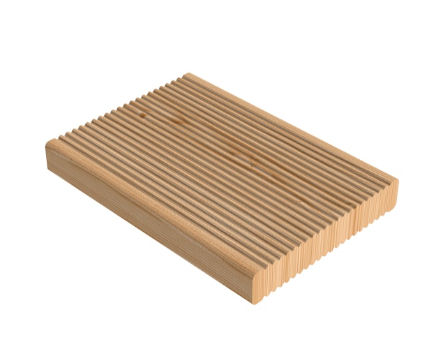 Handmuster OSMO Terrassendiele kana. Lärche 27 x 143 mm genutet/geriffelt