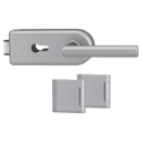 Vorschaubild Griffwerk SMILE 1.0 -Alu EV1 -Ganzglas- türbeschlagset -3-teiliger Bandsatz -mit Griff Griff L-Form -PZ, WC Knaufzyl. -Schlossgegenseite