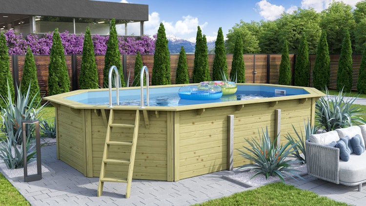 Karibu Pool Modell X4 610 x 400 cm - kesseldruckimprägniert mit Metallecken