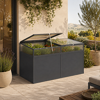 KGT Frühbeet Aufsatz für Aluminium Hochbeet 210 Profile anthrazit (B2,05 x T0,91 x H0,77 m - 1185 l)